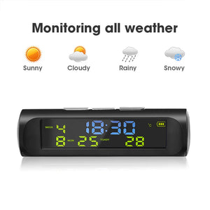 Solar Car Digital Clock With LCD Time Date In-