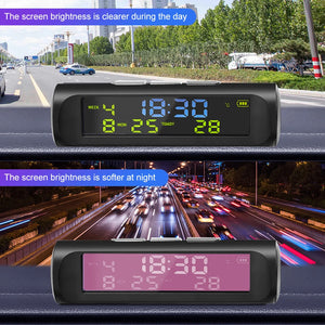 Solar Car Digital Clock With LCD Time Date In-