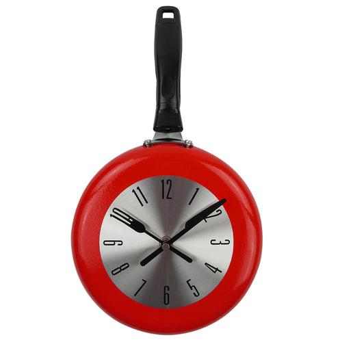 Kitchen Clock Frying Pan Modern Design Hanging Wall Clock