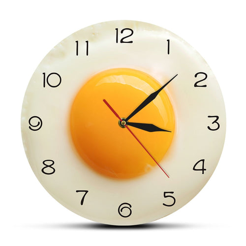Sunny Side Up Fried Egg Kitchen Wall Clock 3D Flat Design