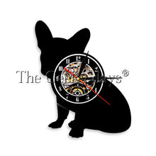 Load image into Gallery viewer, French Bulldog Vinyl Record Wall Clock Modern Design Animal Pet Shop Decor Puppy Wall Clock Relogio De Parede Bulldog Lover Gift