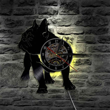 Load image into Gallery viewer, French Bulldog Vinyl Record Wall Clock Modern Design Animal Pet Shop Decor Puppy Wall Clock Relogio De Parede Bulldog Lover Gift