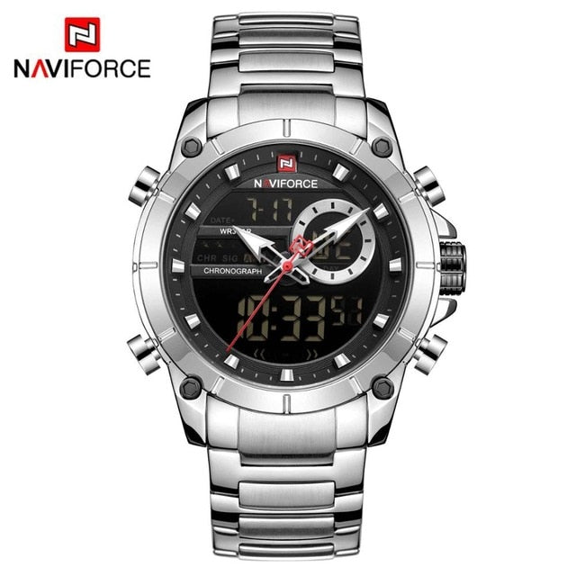 NAVIFORCE Men Military Sport Wrist Watch Gold Quartz Stee