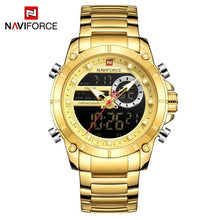 Load image into Gallery viewer, NAVIFORCE Men Military Sport Wrist Watch Gold Quartz Stee