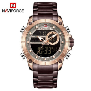 NAVIFORCE Men Military Sport Wrist Watch Gold Quartz Stee
