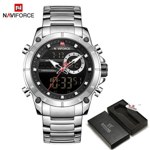 NAVIFORCE Men Military Sport Wrist Watch Gold Quartz Stee