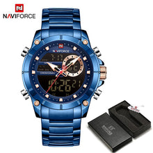 Load image into Gallery viewer, NAVIFORCE Men Military Sport Wrist Watch Gold Quartz Stee