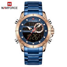 Load image into Gallery viewer, NAVIFORCE Men Military Sport Wrist Watch Gold Quartz Stee