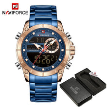 Load image into Gallery viewer, NAVIFORCE Men Military Sport Wrist Watch Gold Quartz Stee