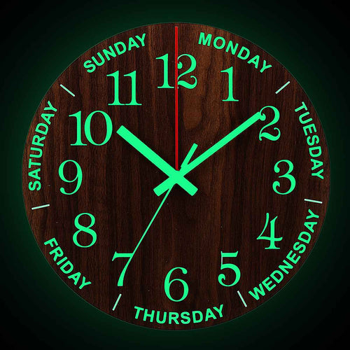 Luminous Wall Clock Wood Silent light in dark night