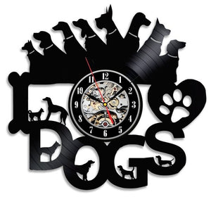 Record Wall Clock Modern Design Wall Clocks Animal Dog Cat Horse Wall Watch
