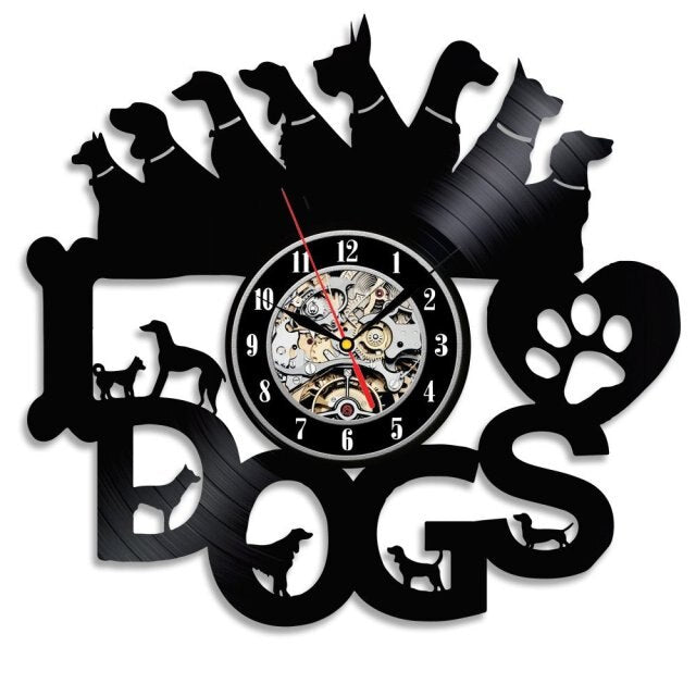 Record Wall Clock Modern Design Wall Clocks Animal Dog Cat Horse Wall Watch