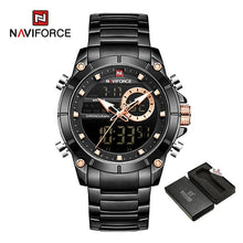 Load image into Gallery viewer, NAVIFORCE Men Military Sport Wrist Watch Gold Quartz Stee
