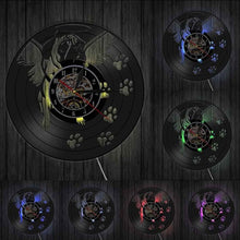 Load image into Gallery viewer, English Bulldog Shadow Wall Art Decor Dog Puppy Vinyl Record Wall Clock