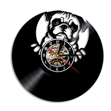 Load image into Gallery viewer, English Bulldog Shadow Wall Art Decor Dog Puppy Vinyl Record Wall Clock