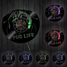 Load image into Gallery viewer, English Bulldog Shadow Wall Art Decor Dog Puppy Vinyl Record Wall Clock