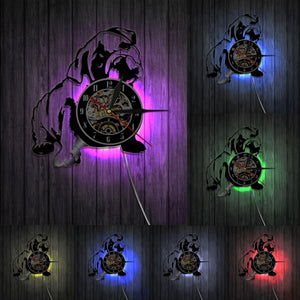 English Bulldog Shadow Wall Art Decor Dog Puppy Vinyl Record Wall Clock