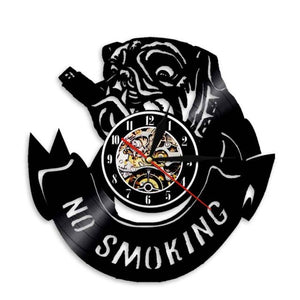 English Bulldog Shadow Wall Art Decor Dog Puppy Vinyl Record Wall Clock
