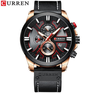 CURREN Watch Chronograph Sport Mens Watches Quartz Clock Leather Male Wristwatch