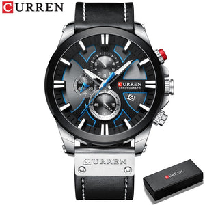 CURREN Watch Chronograph Sport Mens Watches Quartz Clock Leather Male Wristwatch
