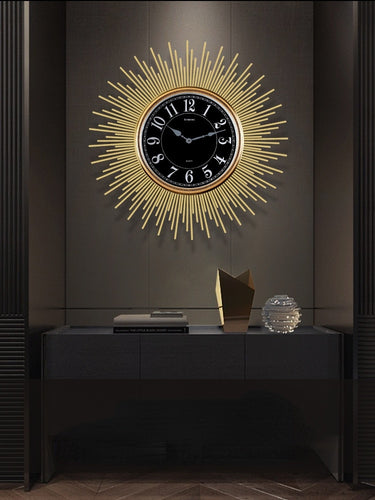 Luxury Nordic Wall Clock Living Room Vintage Large Silent Metal Wall Clock Sun Shape Reloj Pared Grande Home Decor LL50WC