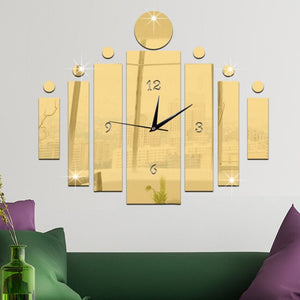 3D Acrylic Horologe Mural Modern Design Needle Wall Clock Stickers Lineup Fancy Quartz Watch Art Home Decor Decals